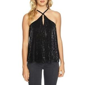 1. State Black Sequin Halter Camisole